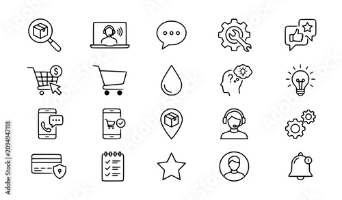 Slika na platnu E-commerce communication and engineering line icon set vector