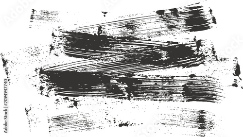 Abstract black grunge brush strokes on white background. Flat vector EPS 10.