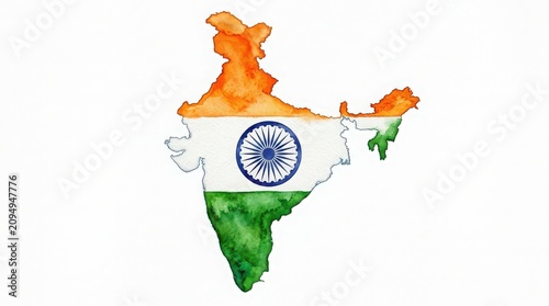 India map with national flag colors and ashoka chakra symbol