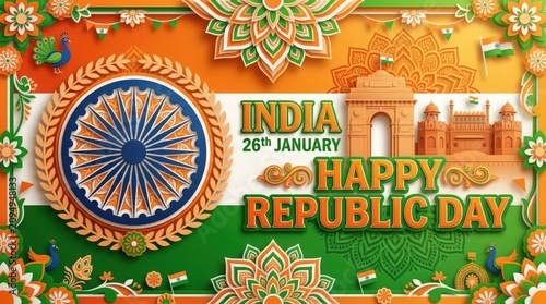 Vibrant india republic day celebration background