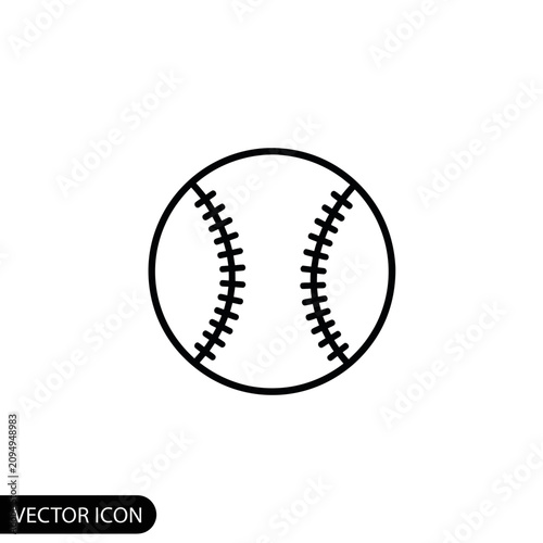 Minimalist baseball icon with stitching detail