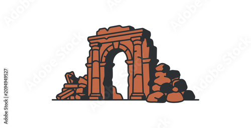 Photos Ancient Roman Arch Ruins Vector Illustration