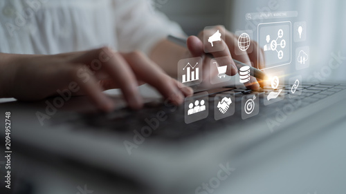 Tableau sur toile Affiliate marketing drives business growth through partnership strategy, custome