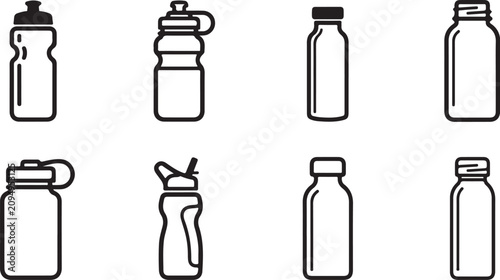 Cuadro en lienzo Eight different water bottle bottle cap styles illustration Vector