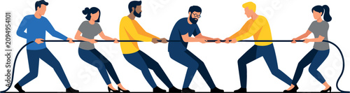 Canvastavla Business People Playing Tug of War with Rope Showing Teamwork, Competition and R