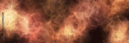 Warm copper, rose, and golden watercolor smoke on black. Wide abstract banner for retro, steampunk, and dramatic artistic backdrops.
