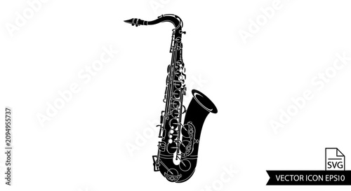 Photography Saxophone silhouette for musical performance and jazz art