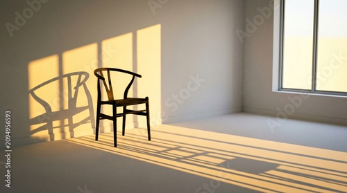 a single chair in empty room.