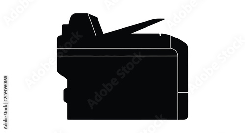 Foto Printer Silhouette Against A White Background Monochrome Office Equipment