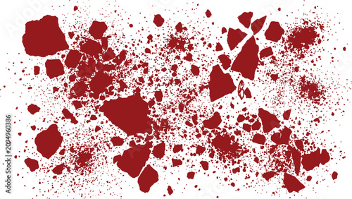 Bild auf Leinwand Abstract red paint splatter and crushed debris texture on white background