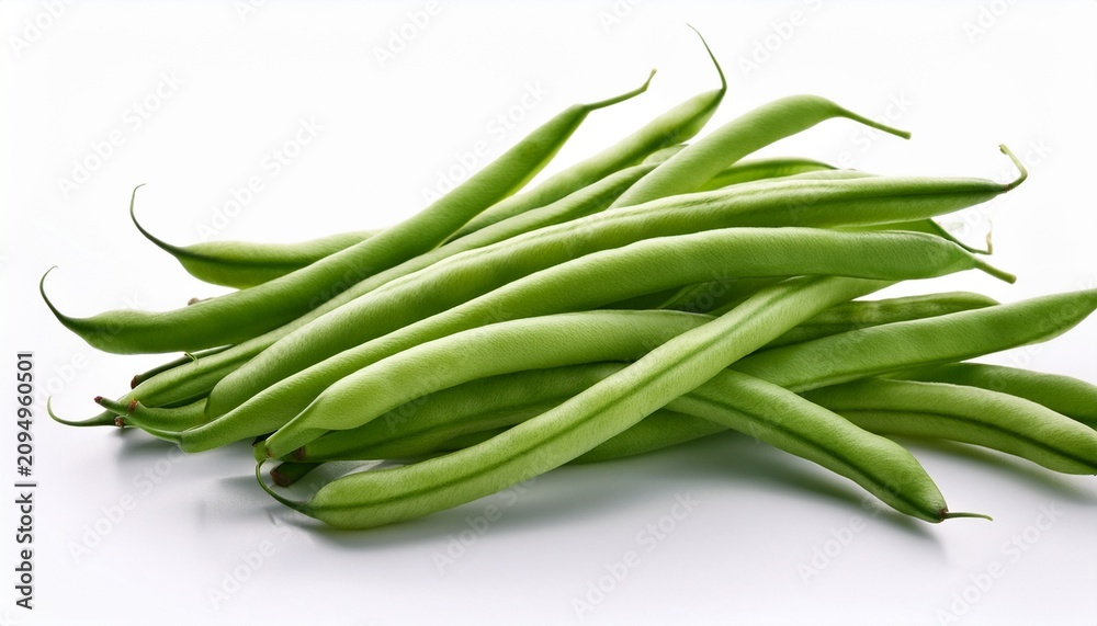 Fototapeta premium Fresh Green Beans On White Background