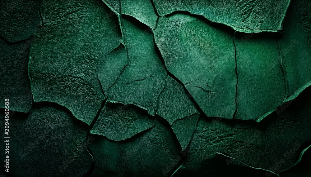 Obraz premium Dark Emerald Green Textured Wall Background With Moody Shadows And Elegant Gritty Stone Surface For Graphic Design