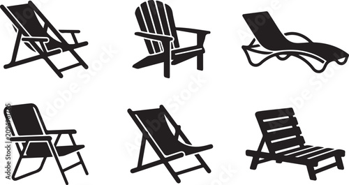 Fotografie Six different styles of outdoor folding chairs and loungers Vector