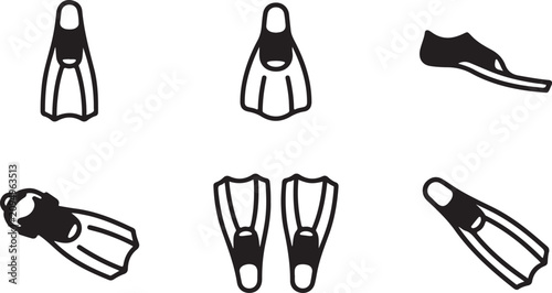 Konstfotografi Set of six black and white scuba and swimming gear icons Vector