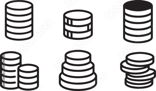 Quadro su tela Stacked hard drive icons in different styles and quantities Vector