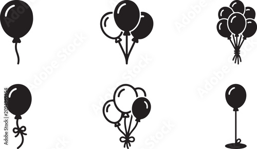 Quadro su tela Black balloons in various styles and quantities illustration Vector