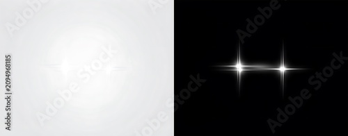 Bright light and starburst effects on white and black backgrounds for graphic design and visual effects in photography and digital art  light and shadow play