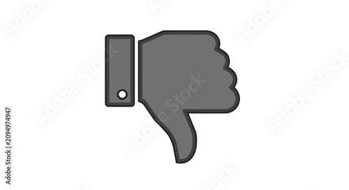 Quadro su tela A gray thumb down sign with a smartwatch on a white background