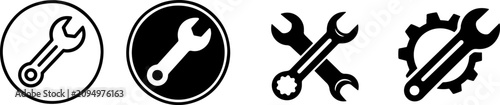 Foto Wrench tool icon set featuring mechanical spanner vector symbols