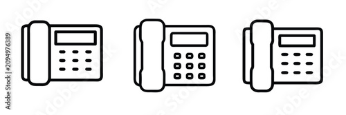 Φωτογραφία Landline phone line icons set with office telephone, digital communication device, support contact unit & more vector illustration with editable stroke
