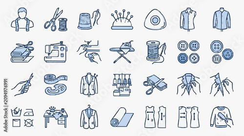 Tableau sur toile Tailoring and Sewing Tools and Accessories Illustration