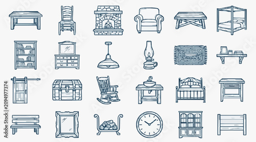 Tableau sur toile Vintage Rustic Furniture and Home Decor Icons