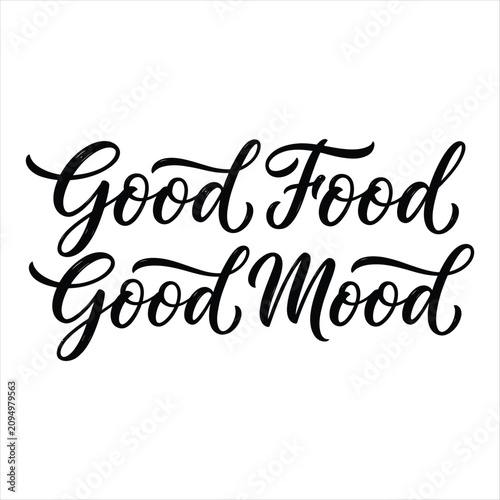 Foto Good food good mood hand lettering typography
