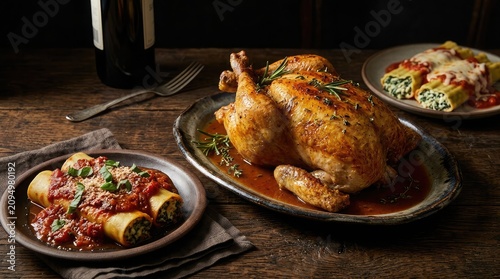 Roasted chicken and cannelloni dinner a delicious italian inspired feast