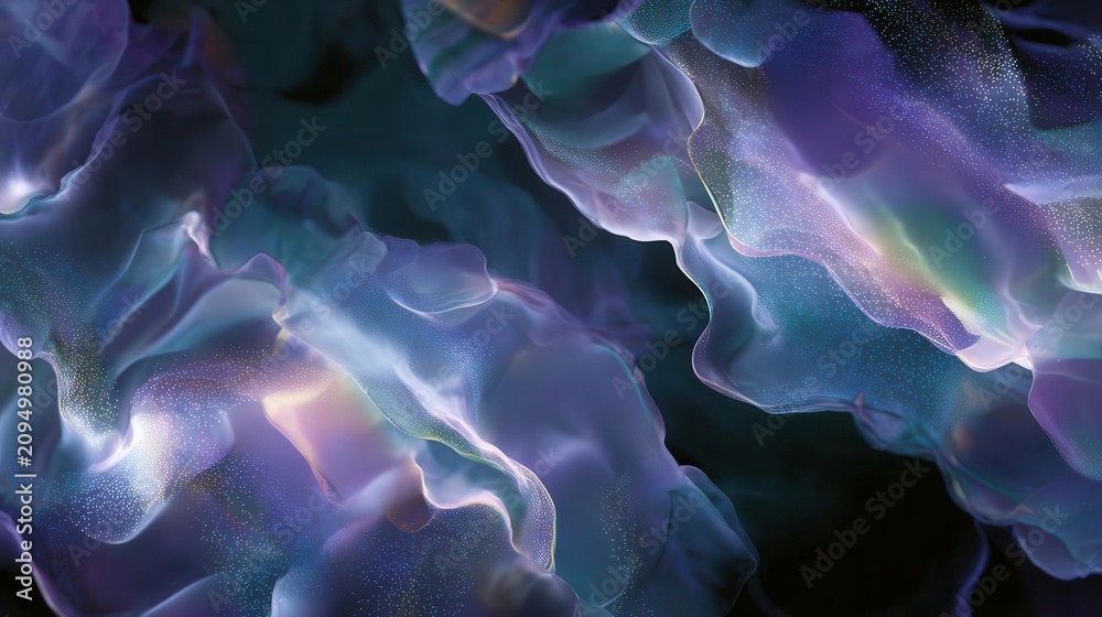 Obraz premium Abstract Fluid Forms with Iridescent Sparkle and Depth