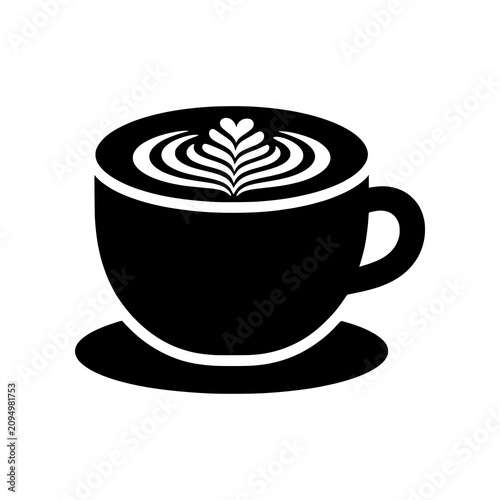 Φωτογραφία Latte icon featuring specialty coffee with milk foam art.