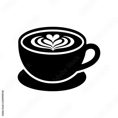 Tableau sur toile Latte icon featuring specialty coffee with milk foam art.