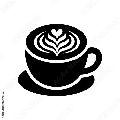 Canvas Print Latte icon featuring specialty coffee with milk foam art.