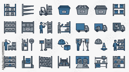 Photos Warehouse and Logistics Operations Icons Set