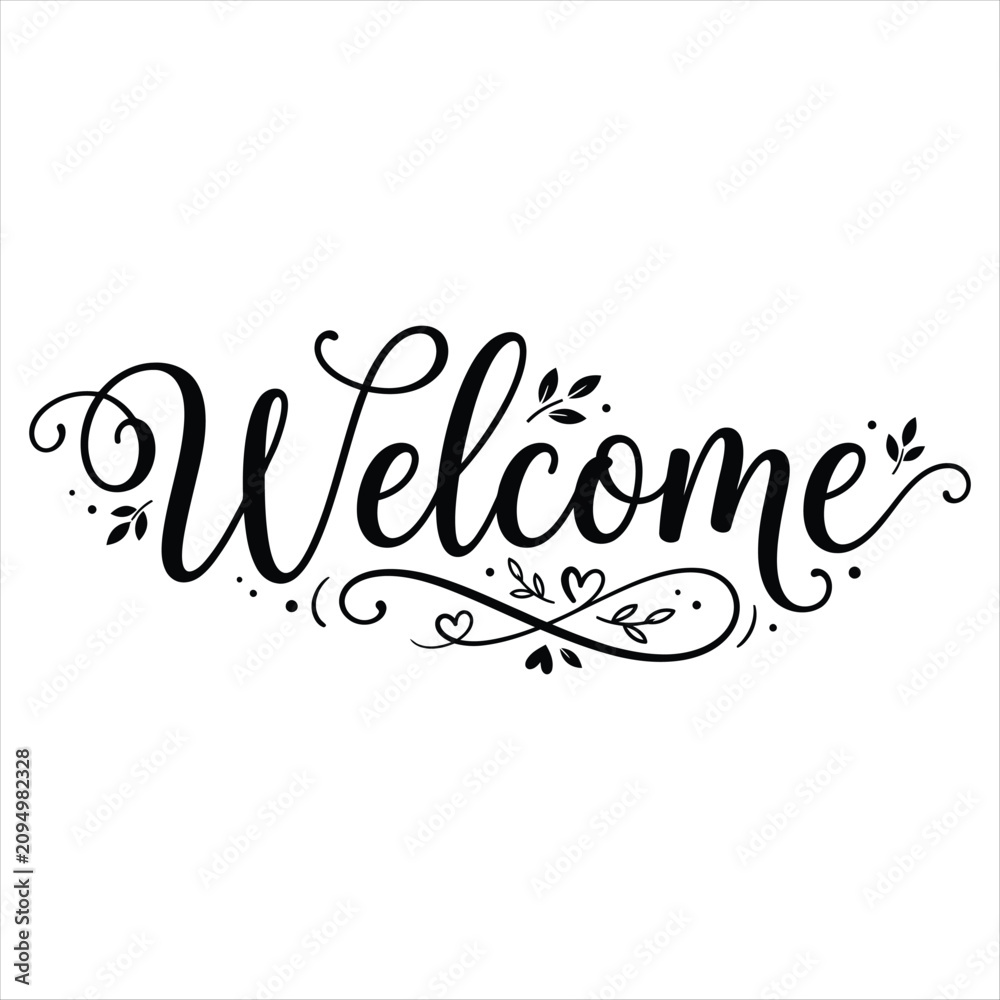 Fototapeta premium Welcome hand lettering typography design
