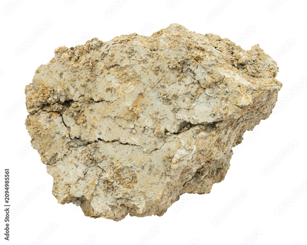 Fototapeta premium Natural dry clay lump with cracked texture isolated on transparent background 