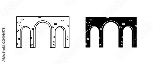 Photos Arch Bridge Vector Icons, Ancient Stone Structure Silhouette, Architectural Elem