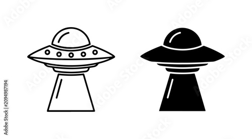 Foto Flying Saucer Icons, UFO Vector Graphics, Alien Spaceship Symbols, Sci-Fi Art