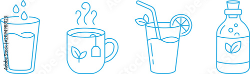 International Beer Day Icon set featuring healthy drinks and beverage vector