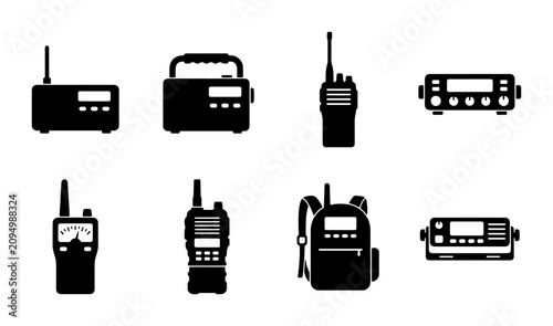 Cuadro en lienzo Radio Communication Devices Vector Icons: Walkie-Talkies, Transceivers, and Ante