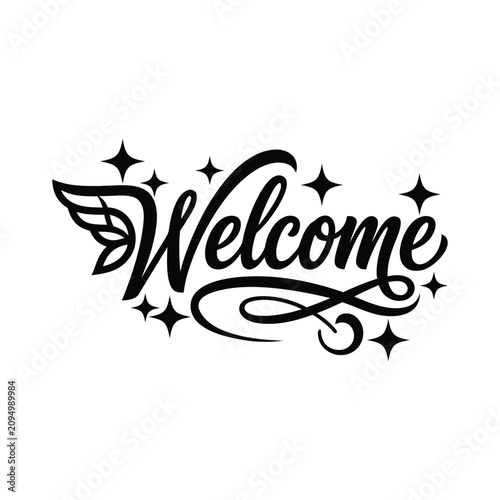 Typography vector art of welcome text on the white background
