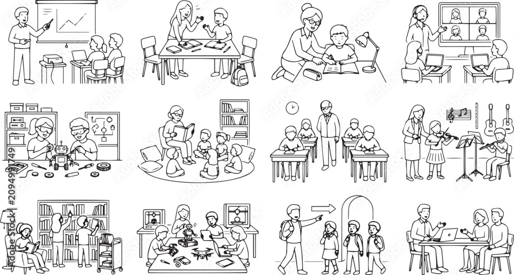 Obraz premium School Classroom Activity Icons Set
