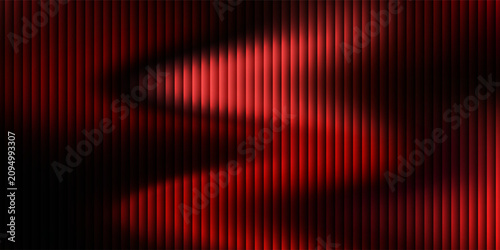 Glossy metallic deep red and black ribbed fractal glass texture effect background, vertical stripes reeded glass wave glow for premium tech product visual, web header, banner or presentation
