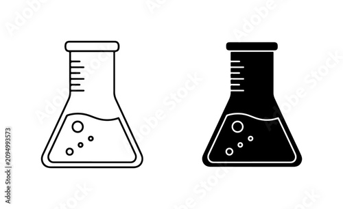 Fotografie Chemistry Flask Icons, Laboratory Beaker Vector Set, Scientific Research Symbols