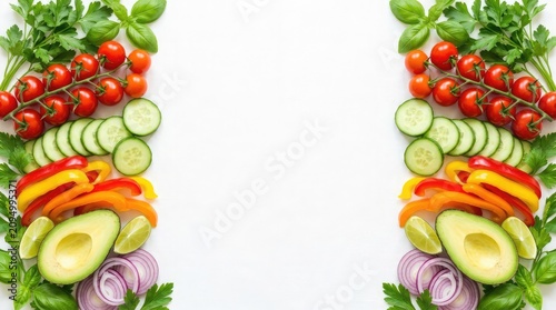 Fresh vegetable arrangement for healthy eating and culinary presentation