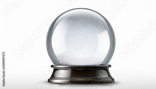 Empty Snow Globe Glass Sphere Isolated On White Background D Rendering