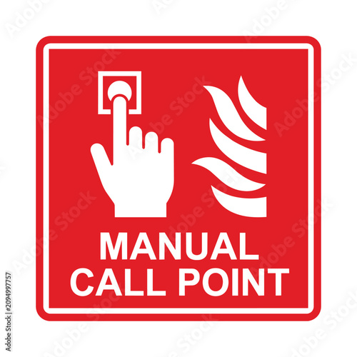 Manual call point emergency button icon with hand pressing