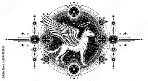 Bild auf Leinwand Winged Horse Mythical Creature Symbol.