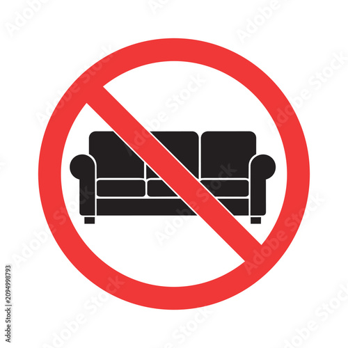 No smoking symbol over couch icon graphic design