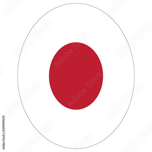 Japan Circle Logo, Japan flag vector illustration in a circular badge design. Japanese national colors emblem featuring the iconic red sun disc, Perfect for travel icons, sports team logos