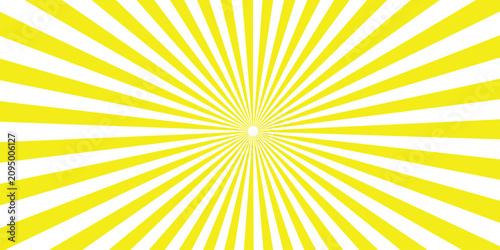 Foto Bright yellow sunburst pattern against white background with central white circl